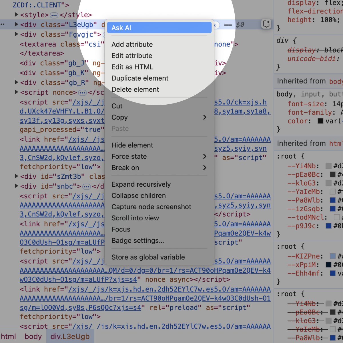 ✨ More Gemini is coming to DevTools! ✨ Try the new experimental AI assistance panel in Chrome Canary 131 and later to get help understanding layouts and debugging your CSS. Learn more at goo.gle/devtools-ai-as…