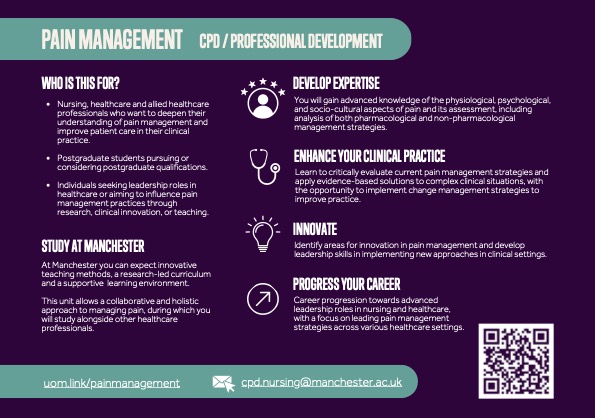 Laura Green (@heblau) on Twitter photo Interested in progressing your career in interdisciplinary pain assessment and management? Enrol on our Pain CPD Unit as a stand-alone unit or part of an MSc Pathway bmh.manchester.ac.uk/study/cpd/cour… #CPD <a href="/WeNurses/">WeNurses 💙</a> <a href="/WePhysAssociate/">WePhysicianAssociates</a> <a href="/FBMH_UoM/">UoM Biology, Medicine and Health</a> <a href="/MFTnhs/">MFT NHS</a> #Manchester Interested in progressing your career in interdisciplinary pain assessment and management? Enrol on our Pain CPD Unit as a stand-alone unit or part of an MSc Pathway bmh.manchester.ac.uk/study/cpd/cour… #CPD <a href="/WeNurses/">WeNurses 💙</a> <a href="/WePhysAssociate/">WePhysicianAssociates</a> <a href="/FBMH_UoM/">UoM Biology, Medicine and Health</a> <a href="/MFTnhs/">MFT NHS</a> #Manchester