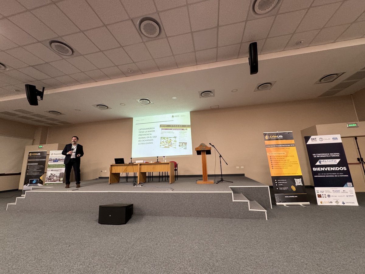 GioiaCintia's tweet photo. InFo-Conf 2024 - VIII Conferencia Nacional de Informática Forense
Disertación del Dr. @horacioazzolin, "Criptocrimen en Latinoamérica": https://t.co/w0GA95kso0
Como siempre una alegría que estes presente en la InFo-Conf!
@unlamoficial @DiitUnlam #RedUNIF @infolabmdq @CrimL4b https://t.co/q6FJVKzVhe