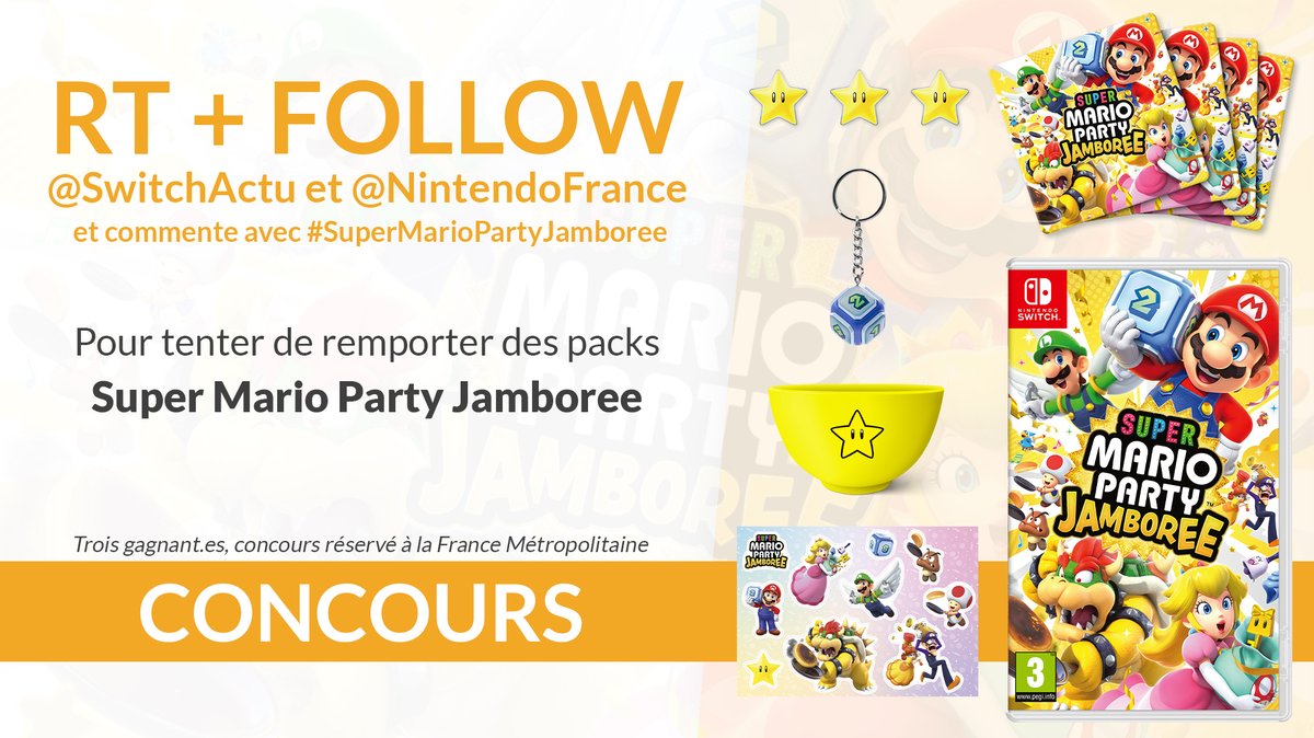 SwitchActu's tweet image. #CONCOURS - Tente de gagner des lots Super Mario Party Jamboree !
 
Pour participer :
🔁 RT ce tweet
👉 FOLLOW @SwitchActu et @NintendoFrance
💬 Commente avec #SuperMarioPartyJamboree

Contenu des lots :
➡️ Le jeu !
➡️ Un porte-clés 3D
➡️ Un set de pin's "Etoile"
➡️ Un ensemble…