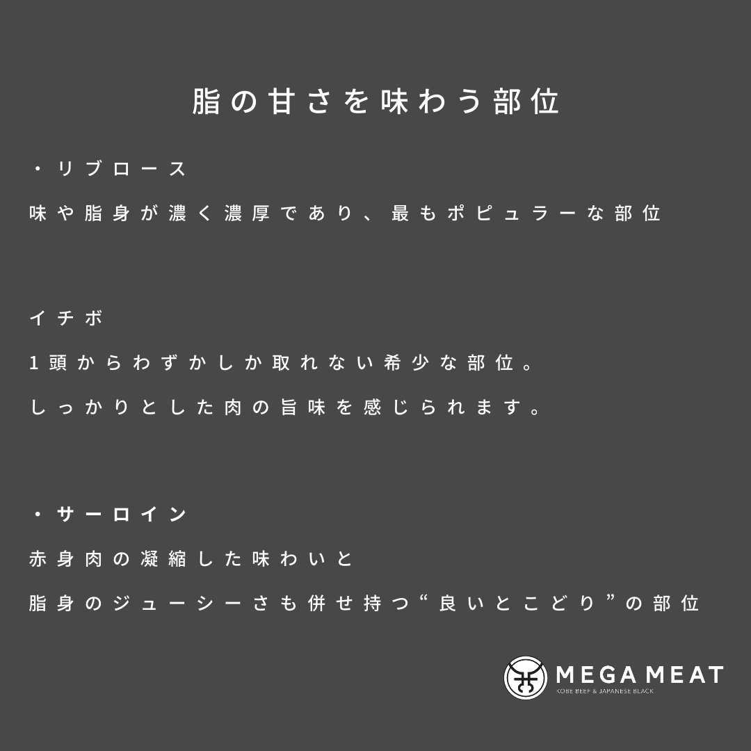 _megameat's tweet photo. せっかく美味しいお肉屋さんに行って、いざステーキを頼もうとした時、部位がたくさんあって何を選べばいいか困る。。。みたいなことありませんか？

今日はそんな方にステーキのおすすめ部位をご紹介します！ https://t.co/MMFxLuMCRx