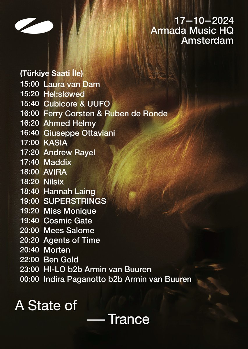 bursaradyos's tweet image. Bugün saat 15:00 de Amsterdam'dan canlı yayınımız başlıyor. Hangi saatte neler var ? @arminvanbuuren #asotlive #amsterdamdanceevent #ade