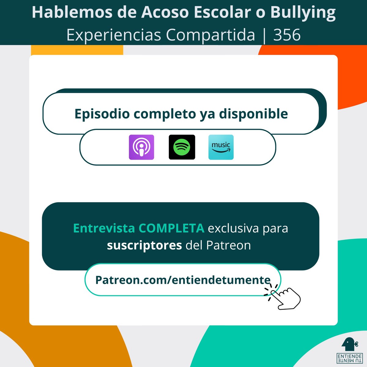 Entiende Tu Mente (@entiendetumente) on Twitter photo Junto al psicólogo Miguel del Nogal, de
<a href="/AEPAE_es/">AEPAE: Acoso Escolar</a>, abordamos un tema delicado que está muy presente en las aulas de los colegios e institutos: el acoso escolar o #bullying.
🔗 Ya tienes disponible el episodio 357 completo: open.spotify.com/episode/3LKbrk… Junto al psicólogo Miguel del Nogal, de
<a href="/AEPAE_es/">AEPAE: Acoso Escolar</a>, abordamos un tema delicado que está muy presente en las aulas de los colegios e institutos: el acoso escolar o #bullying.
🔗 Ya tienes disponible el episodio 357 completo: open.spotify.com/episode/3LKbrk…