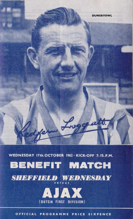 Dunsbyowl's tweet photo. #OnThisDay 62 years ago, a benefit match was played for Wednesday #Legend Redfern Froggatt vs @AFCAjax_EN. Loyal servant Redfern scored 149 goals in 457 games for #SWFC 1946-60. #WAWAW https://t.co/oAmgRAWbp8