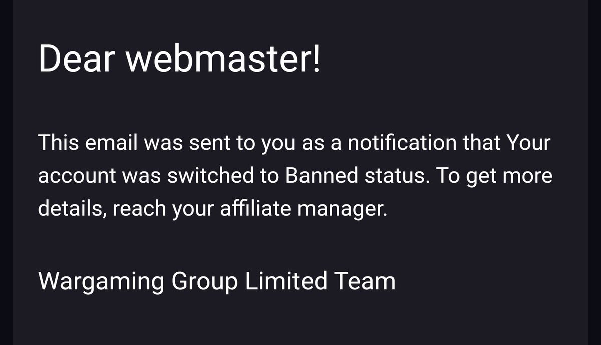 Contacted wargaming to see if they wanted to sponsor a WoT or WoWs stream just so I could try the game and they just banned me lol. Never played the game never even logged into the account, they must really hate War Thunder huh!