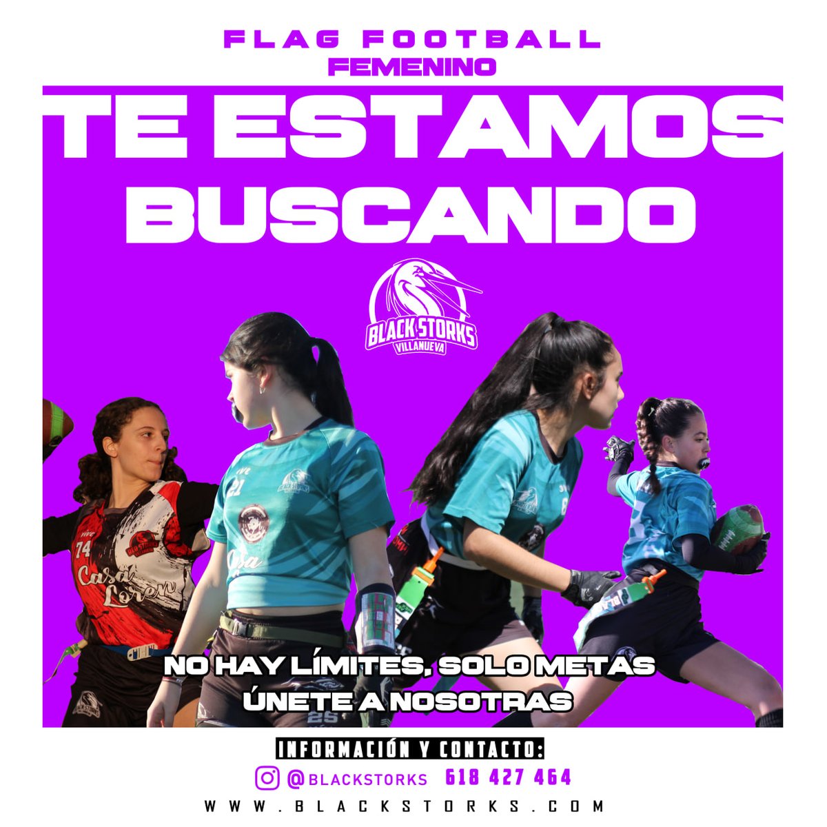 Vva_BlackStorks's tweet photo. ‼️BUSCAMOS MÁS CHICAS‼️ ♀
Este año tendremos 👧 categoría femenina, las Villanueva #WildStorks🟣.
🫵¡Te estamos buscando!
💪No hay límites, solo metas.
Prueba sin compromiso el #FlagFootball🏈
ℹ️ Trayectoria femenina del club y objetivos:
📲https://t.co/RAc9W7h2lv
🧵⤵️ https://t.co/AmlysALmsP