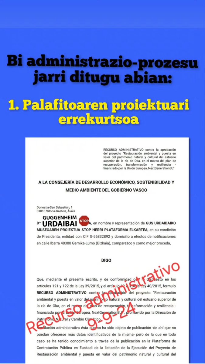 guggenurdaibai's tweet photo. Irailaren 9an aurkeztu genituen palafitoaren proiektuaren kontrako errekurtsoak: administratiboa eta gorakoa
Muruetako herritar talde batek ere oraindik alegazioak ditu aurkezteko
Momentuz, palafitoaren kontuan STOP egin behar izan dabe. 
Danon artean lortuko dogu!
U19 Gernikara! https://t.co/pX9lLtRKfV