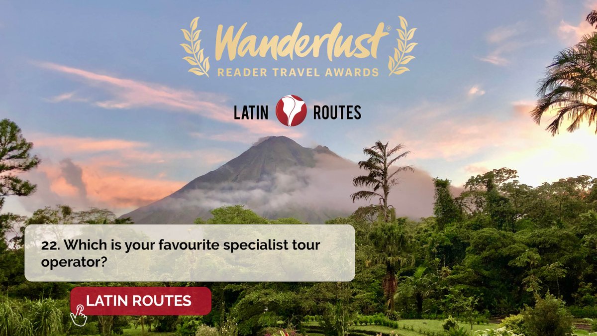 Latin Routes (@latinroutes) on Twitter photo 📢 Last chance! Voting ends tomorrow.
We've been shortlisted for the Best Tour Operator – Specialist category in the 2024 Wanderlust Reader Travel Awards!
🔗 Vote here: wanderlustmagazine.typeform.com/to/QUOKskBQ?ty…
<a href="/wanderlustmag/">Wanderlust magazine</a> 📢 Last chance! Voting ends tomorrow.
We've been shortlisted for the Best Tour Operator – Specialist category in the 2024 Wanderlust Reader Travel Awards!
🔗 Vote here: wanderlustmagazine.typeform.com/to/QUOKskBQ?ty…
<a href="/wanderlustmag/">Wanderlust magazine</a>