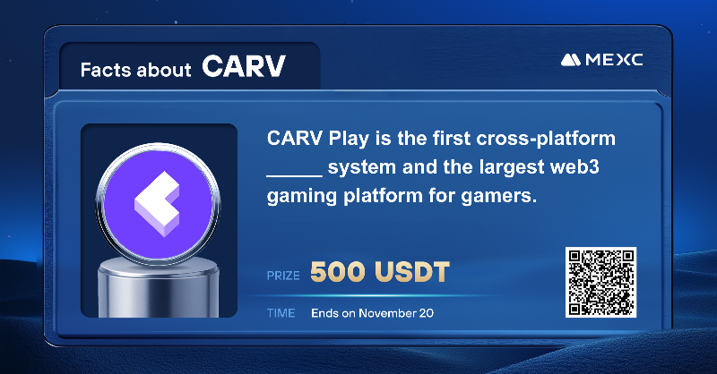 MEXC's tweet photo. #MEXC x #CARV Quiz - Join to share a 500 $USDT prize pool!🎁

To enter:
1⃣Follow @MEXC_Official @carv_official 
2⃣Repost the tweet
3⃣Complete the gleam tasks: https://t.co/WN8Znj8GId