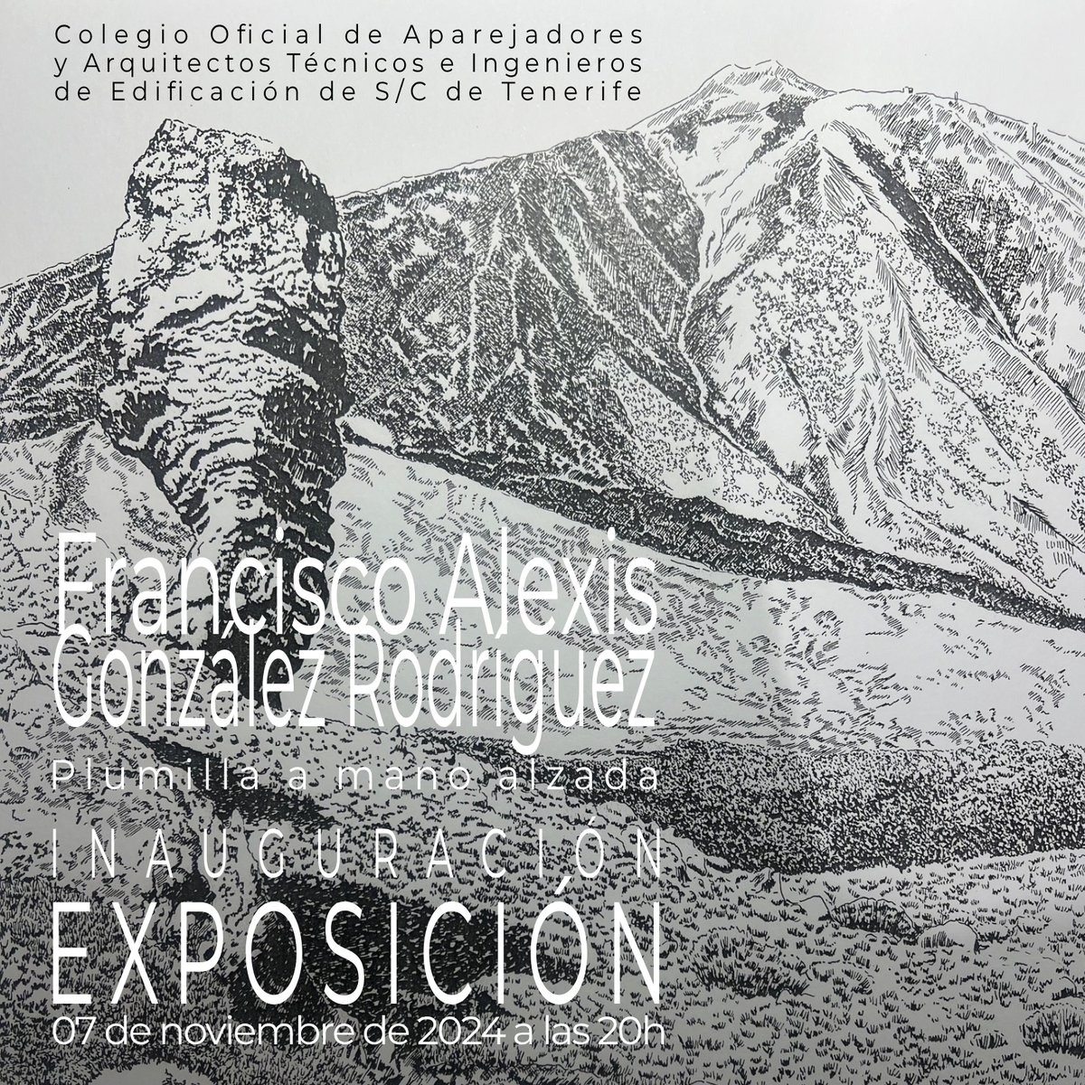 Exposición Pintura estilo plumilla a mano alzada.
El artista y compañero Francisco Alexis González Rodríguez, expone en el Salón de Actos de nuestro Colegio, el día 07 de noviembre, a las 20:00h.