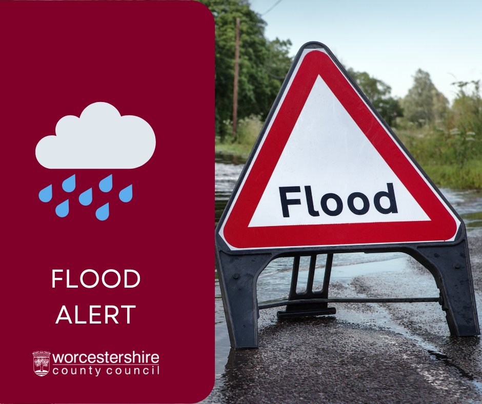 Flood alerts are currently in place following heavy rain.

Please take care when travelling &amp; do not drive through flood water. 

Road closure updates can be found on our website worcestershire.gov.uk/roadclosures

For advice on what to do during flood events visit: worcestershire.gov.uk/floodadvice