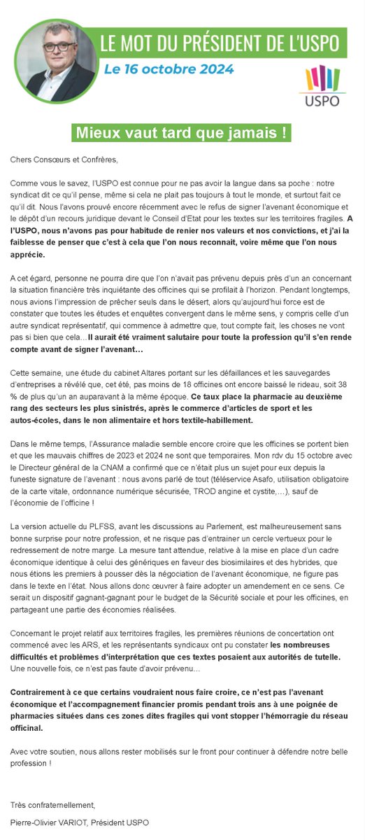 Mieux vaut tard que jamais ! Les difficultés économiques des officines commencent enfin à être reconnues par presque tous les acteurs de notre écosystème, mais à quel prix ? 18 officines ont encore fermé cet été, et un triste record s’annonce pour la fin de l’année...