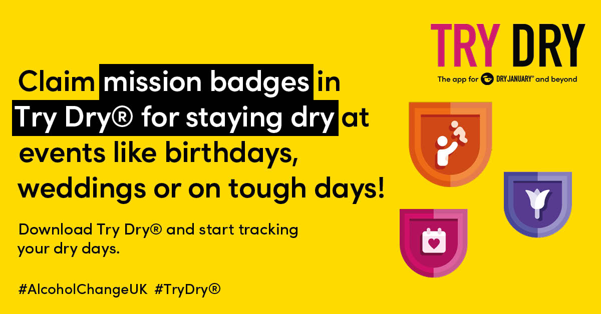 AlcoholChangeUK's tweet photo. There are lots of exciting updates coming to #TryDry, our free app that helps you cut down on your drinking!
Alongside the already helpful features such as:
⭐️Tracking your units, calories and money saved.
⭐️Monitor your sleep, energy levels, mood and craving intensity
⭐️Keep track of your current and best ever dry streaks
You can expect new mission badges - one of our users favourite features that motivates you to stay alcohol-free at big events like weddings, birthdays or New Years!
Download Try Dry and start cutting down on your drinking or try going #alcoholfree today⬇️
https://t.co/Q60xN1XByM
