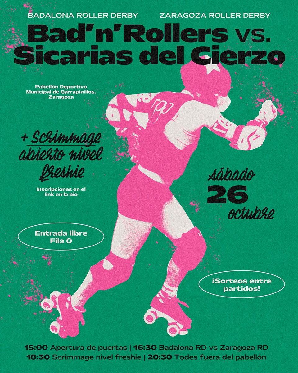 El sábado que viene estrenamos la temporada derby contra las Bad'n'Rollers de Badalona y luego scrimmage para pollis 🛼✨