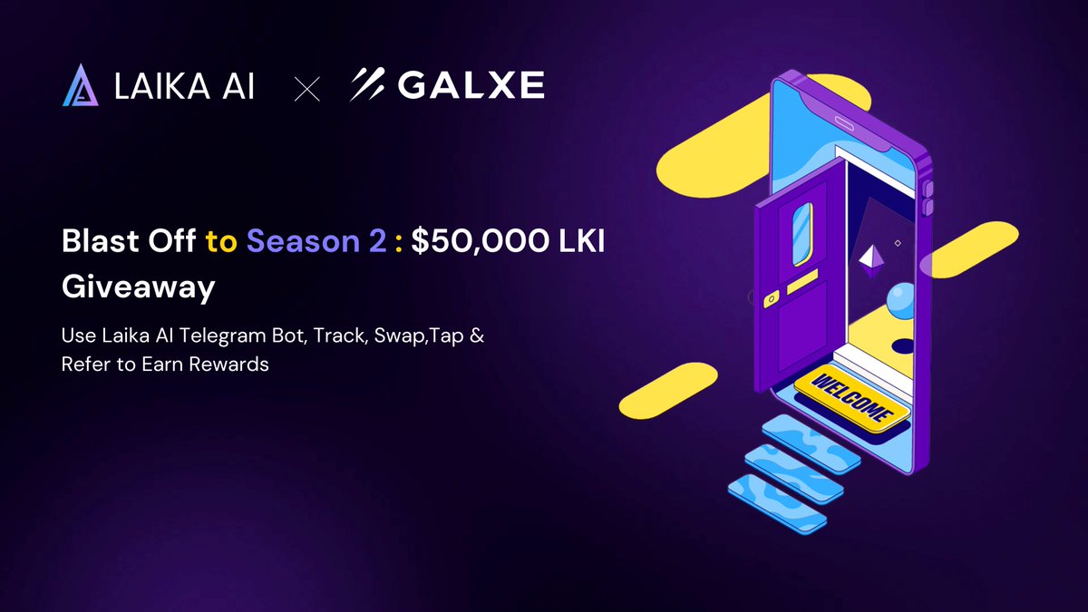 Laika_ai's tweet photo. Laika AI X Galxe 

Blast Off to Season 2 with our $50,000 LKI Giveaway!
Earn exclusive NFT and a share of $LKI by completing tasks. 

Unlock powerful tools with our Laika AI Telegram Analytics Bot. Join our Galxe Campaign. 
Link - https://t.co/TsyFQMN8X8 https://t.co/vG7Jw7Nbbr