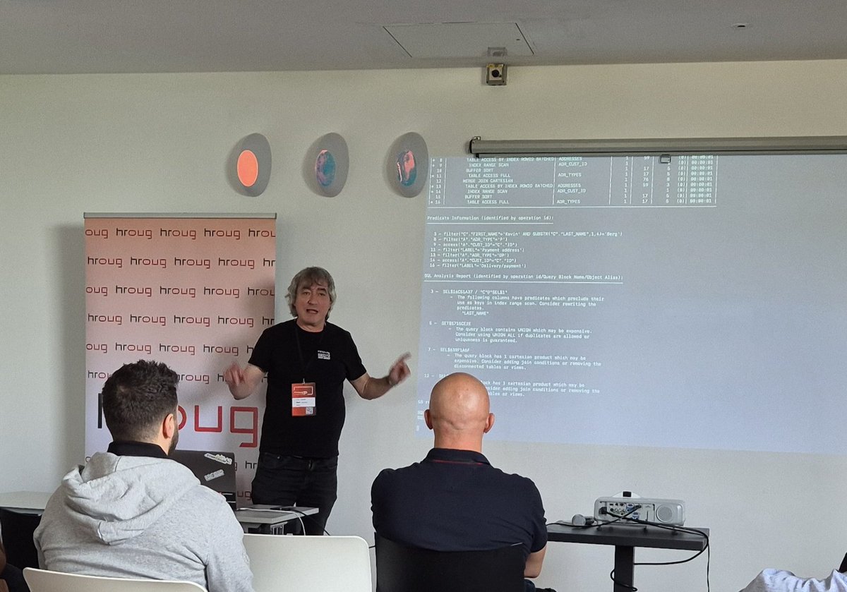 Andrej Pashchenko 🇺🇦 💙💛 (@andrej_sql) on Twitter photo <a href="/dani_schnider/">Dani Schnider</a> talking about the intelligence of #SQL Analysis report in #Oracle23ai at #hroug2024 in Rovinj
<a href="/oracleace/">Oracle ACE Program</a> <a href="/dani_schnider/">Dani Schnider</a> talking about the intelligence of #SQL Analysis report in #Oracle23ai at #hroug2024 in Rovinj
<a href="/oracleace/">Oracle ACE Program</a>