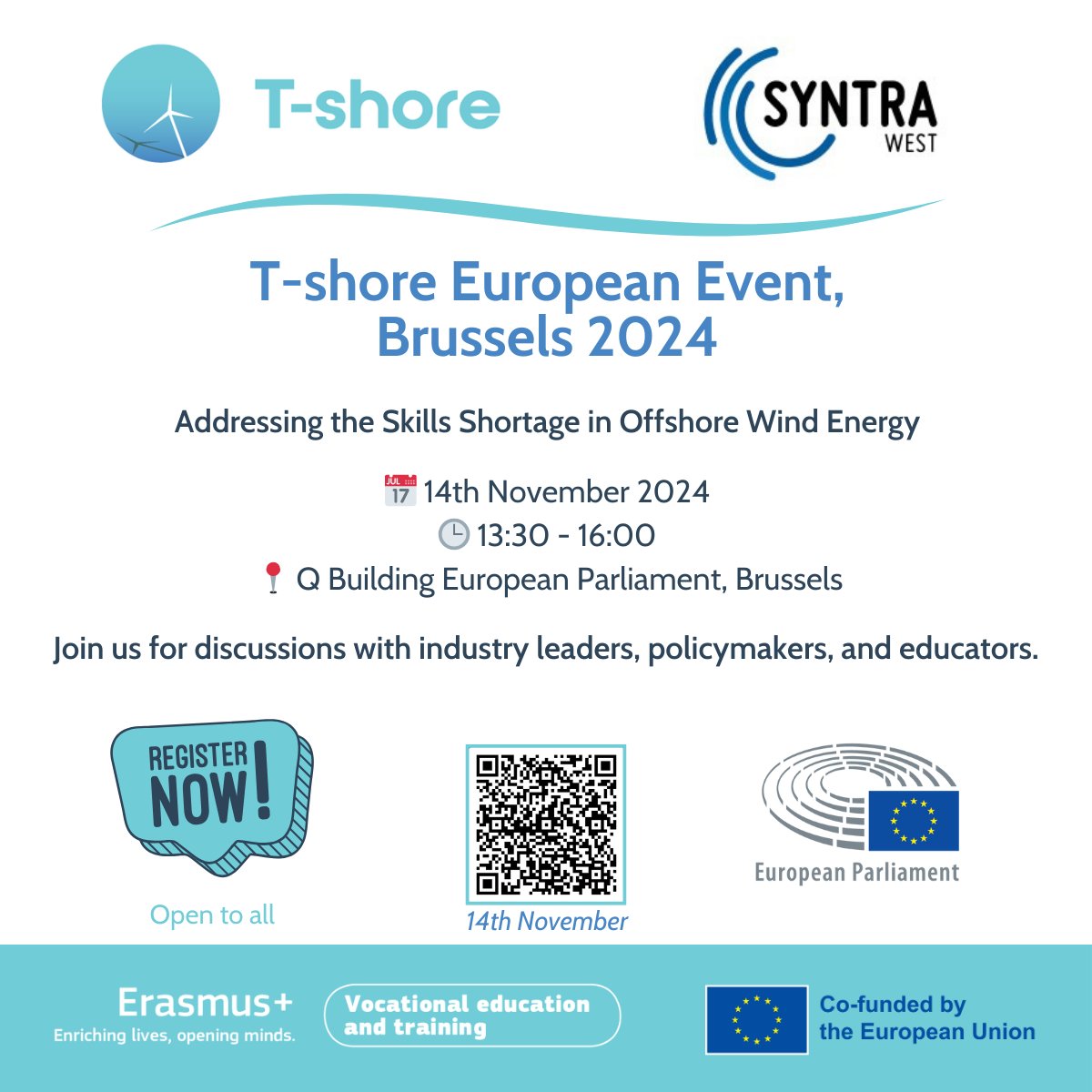 🚨 We zijn enthousiast om deel te nemen aan het #TShoreProject European Event in Brussel op 14/11!🌍 We pakken het tekort aan vaardigheden in de offshore windsector aan met belangrijke partners uit de industrie en het onderwijs.
🔗 t-shore.eu/events/brussel…