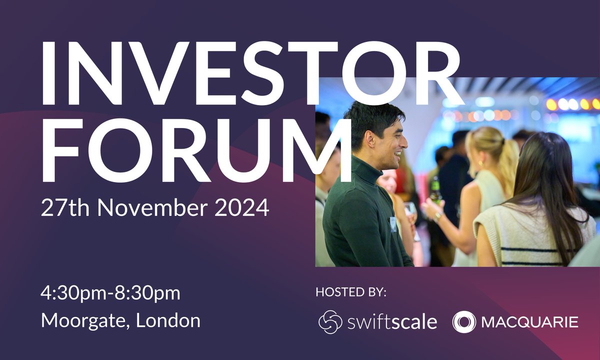 Our flagship investor event returns! 

Wednesday 27th November 2024, we’re hosting an investor get-together with our friends at <a href="/Macquarie/">Macquarie Group</a>  Group Venture Capital (A$50 billion AUM, 70+ portfolio companies) at their Moorgate office. 

Register interest: lu.ma/gmjwolna
