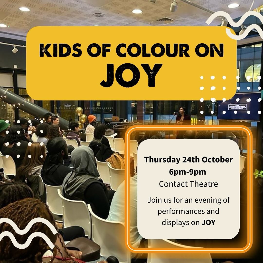 ✨💛 JOY 💛✨

Our annual Joy event is in ONE week.

Young people will be sharing poetry, music, photography, hobbies and more. 

Come down to support them! 

Tickets here ➡️ eventbrite.co.uk/e/kids-of-colo…