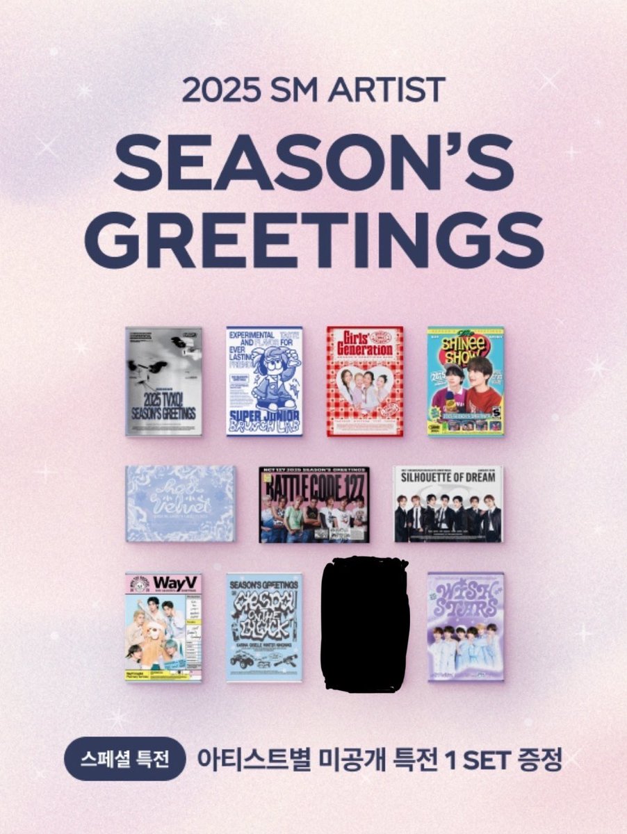 mingbudolz's tweet photo. #bentablezniming 🌟 ph go 🇵🇭

SMTOWN 2025 Season's Greetings Full Set

✨ Price range: P 2,150 - 2,280
✨ DOO &amp; DOP on the thread

✨ ORDER HERE: https://t.co/gK0HG7JaFv

Pls help RT. TY.

🏷️ wts lfb nct 127 dream wish wayv red velvet aespa super junior tvxq rv shinee snsd https://t.co/TEnbvpTWNB