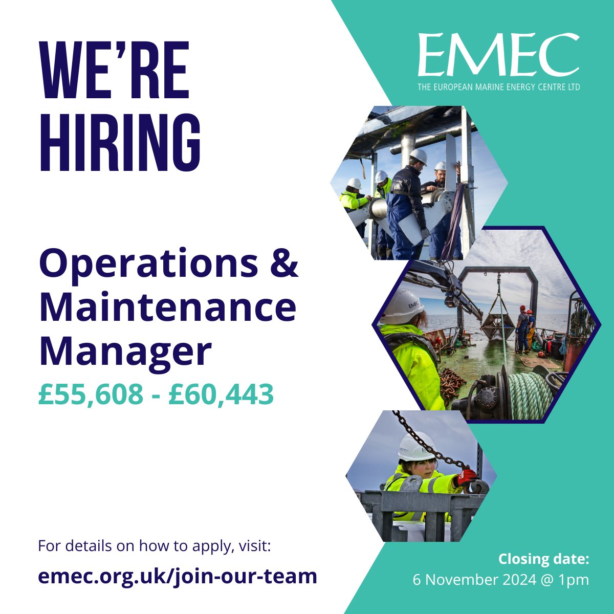 🚨 We're hiring: Operations &amp; Maintenance Manager! 

Join EMEC's senior management team and lead operations at our cutting-edge facilities. 

📅 Apply by 1pm, Wed 6 Nov 2024: emec.org.uk/vacancy-operat…