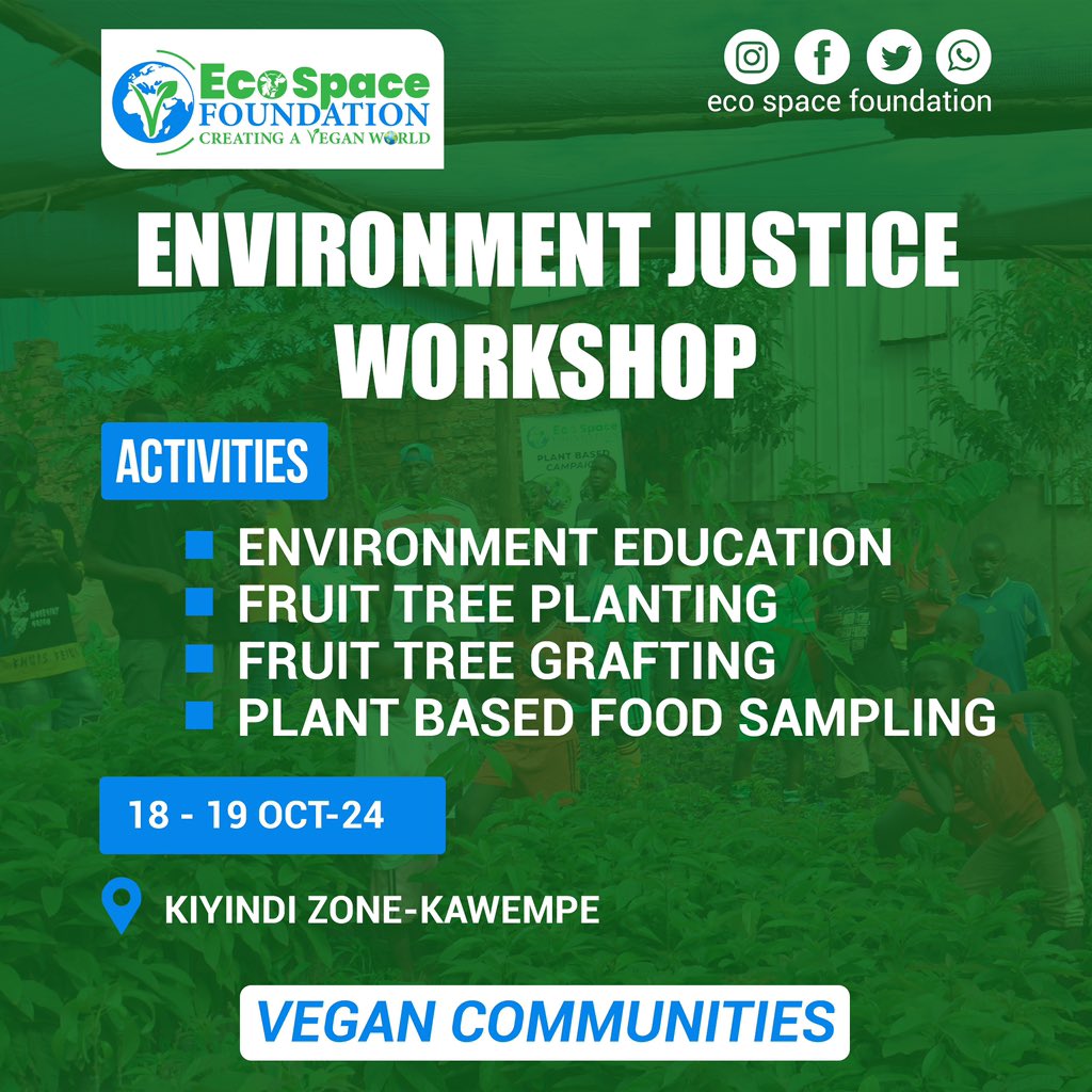 EcoSpaceFoundn's tweet image. See you all at our environment justice workshop (18-19 Oct 24), from 9AM - 5PM. 

Join us promote green plant based living as we build a resilient eco friendly world for humans, animals and the environment💚🌱
#environmentjustice #climateaction #dietchange #foodsystemchange