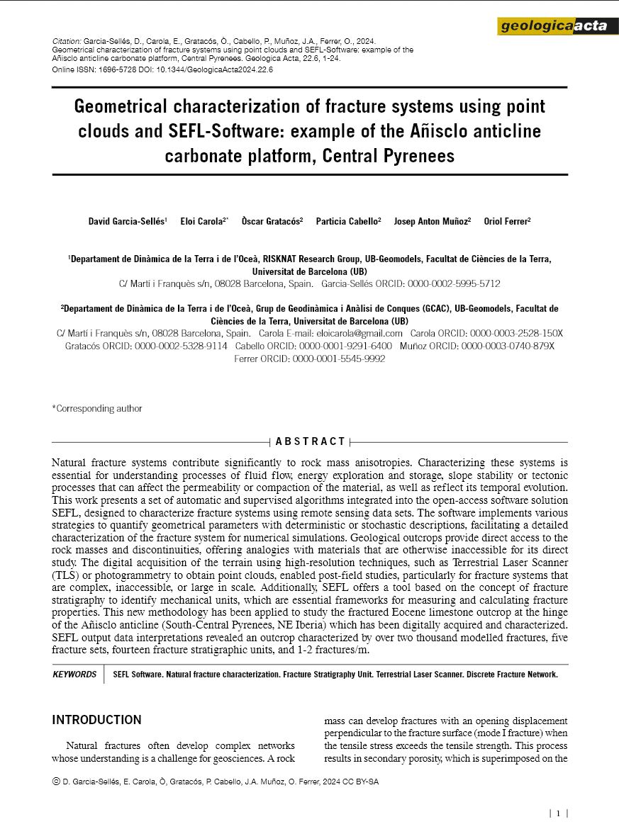 📢NEW PAPER: Geologica Acta, “Geometrical characterization of fracture  systems using point clouds and SEFL-Software: example of the Añisclo  anticline carbonate platform, Central Pyrenees” by García-Sellés et al
<a href="/geologiaub/">Facultat de Ciències de la Terra</a> @deptDTO <a href="/GeologicaA/">Geologica Acta</a> <a href="/risknat_ub/">RISKNAT - Riscos Naturals UB</a>