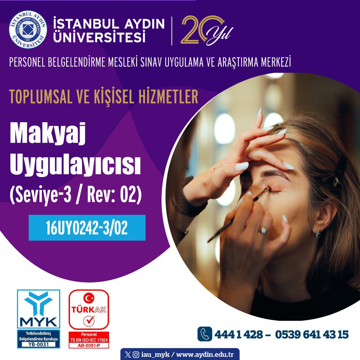 İstanbul Aydın Üniversitesi Personel Belgelendirme Mesleki Sınav Uygulama ve Araştırma Merkezi    
☎️05396414315 
☎️4441428 Dahili:(12403) #meslekiyeterlilik #türkak
