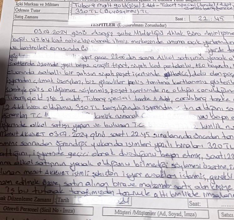 Devletin kolluk kuvvetlerinin Akşam yasaklı saat 22:45’de Tekel bayisine yaptığı operasyonda ele geçirilen yasa dışı ürünler
2 adet sarı tuborg 
2 adet kırmızı tuborg
1 adet calsberg kutu bira 
Toplam değeri 320 tl 
Vergisi peşin ödenen üretimi yasal,satışı yasal ürünlerin