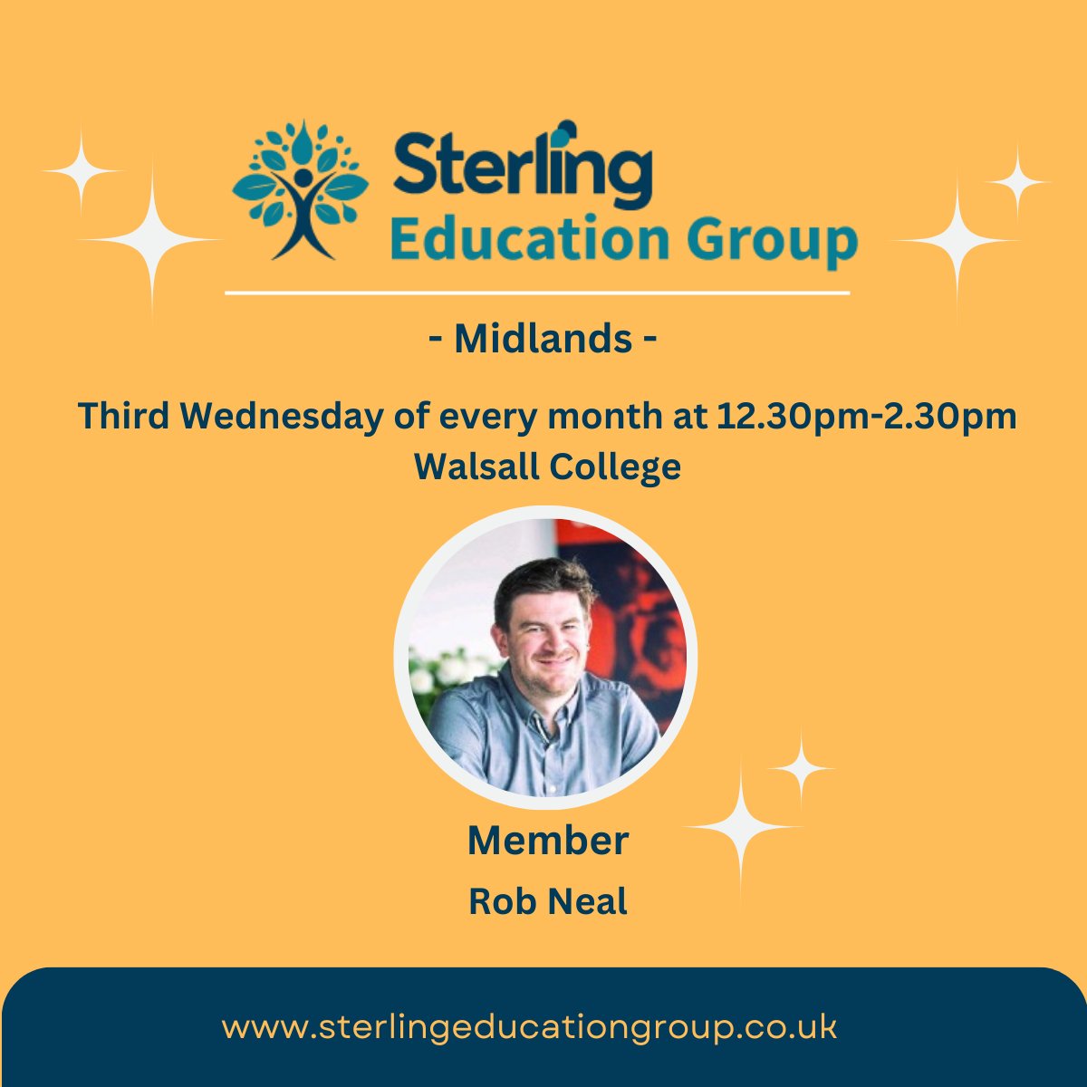 📷 Meet Rob Neal, Group Leader of Sterling Education Group Midlands!

📷 Book your guest spot sterlingeducationgroup.co.uk/midlands.../

We welcome guests from both the Business sector &amp; Education sector.
#midlandsnetworking #businessandeducation #Walsall #networking