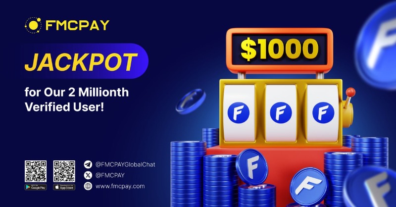 FMCPay's tweet photo. ⚡️ FMCPAY 2M KYC JACKPOT: $1,000 for Our 2 Millionth Verified User! 
1️⃣ Sign up for your FMCPAY account.
2️⃣ Complete the KYC process by submitting your identity verification documents.
🎁 If you’re the 2 millionth user, you’ll be notified immediately and awarded the $1,000 prize!
