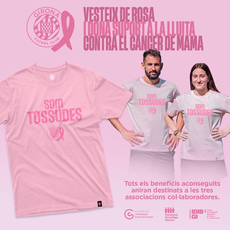 GironaFC's tweet photo. 🩷 Vesteix de rosa i dona suport a la lluita contra el Càncer de Mama
🤝 Girona FC, Associació Contra el Càncer de Girona, Oncolliga Girona i l'IDIBGI
🥰 Els guanys obtinguts amb la venda de les samarretes aniran destinats a les tres entitats 

𝑆𝑂𝑀 𝑇𝑂𝑆𝑆𝑈𝐷𝐸𝑆! 🩷