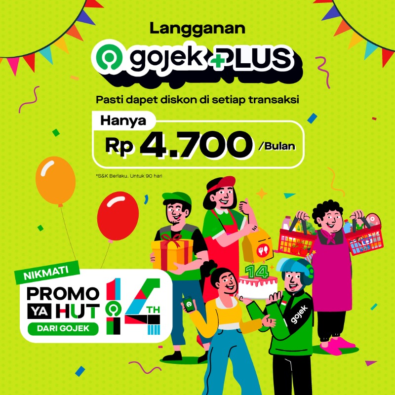 gojekindonesia's tweet photo. 🚨 SISA 3 HARI LAGI🚨

Spesial anniversary, #GojekPLUS jadi lebih hemat, gaes!
Cuma Rp4.700 per bulan, buruan langganan sekarang🥳

#PromoYaHUTGojek14th
#GojekTraktirPakeDiskon
