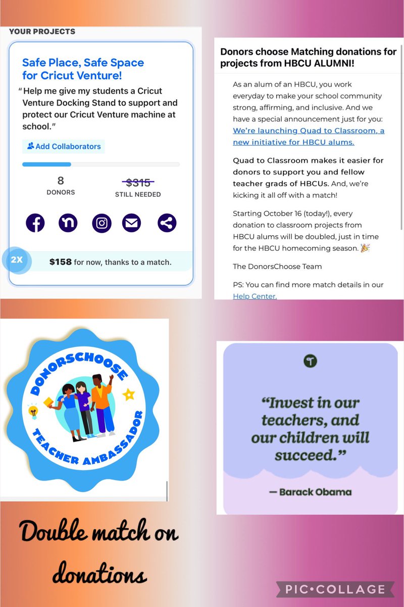 This platform seems to be the best place to get support!
<a href="/blacklistclear1/">#BlackListCleared</a>  can you please help?  My project has 2x match with help from #HBCU 

donorschoose.org/project/safe-p…