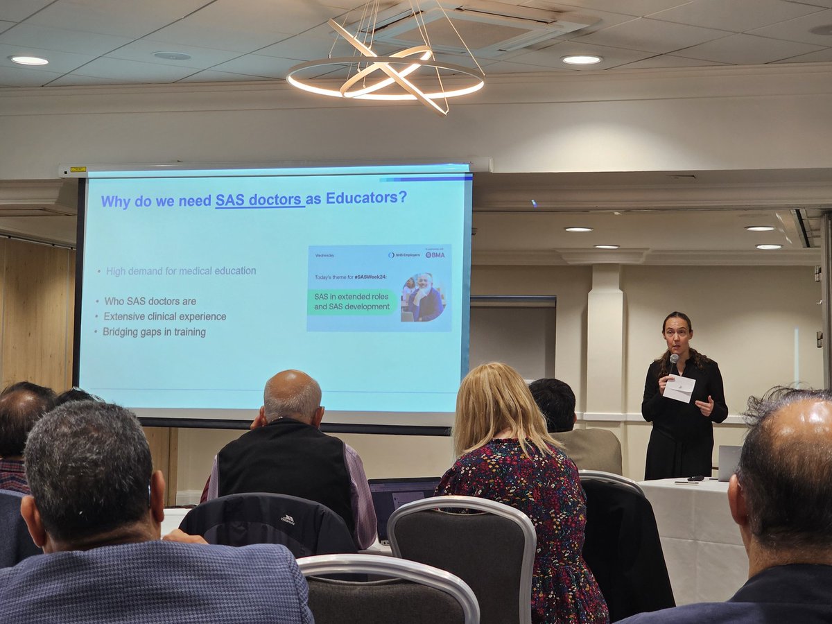 HarryBho's tweet photo. Midlands SAS conference 2024 - listening to Prof Helen Steed, lead DME in the West Midlands, discussing the need for SAS doctors to become educators. #SASweek2024 https://t.co/ePIE3s0D8W