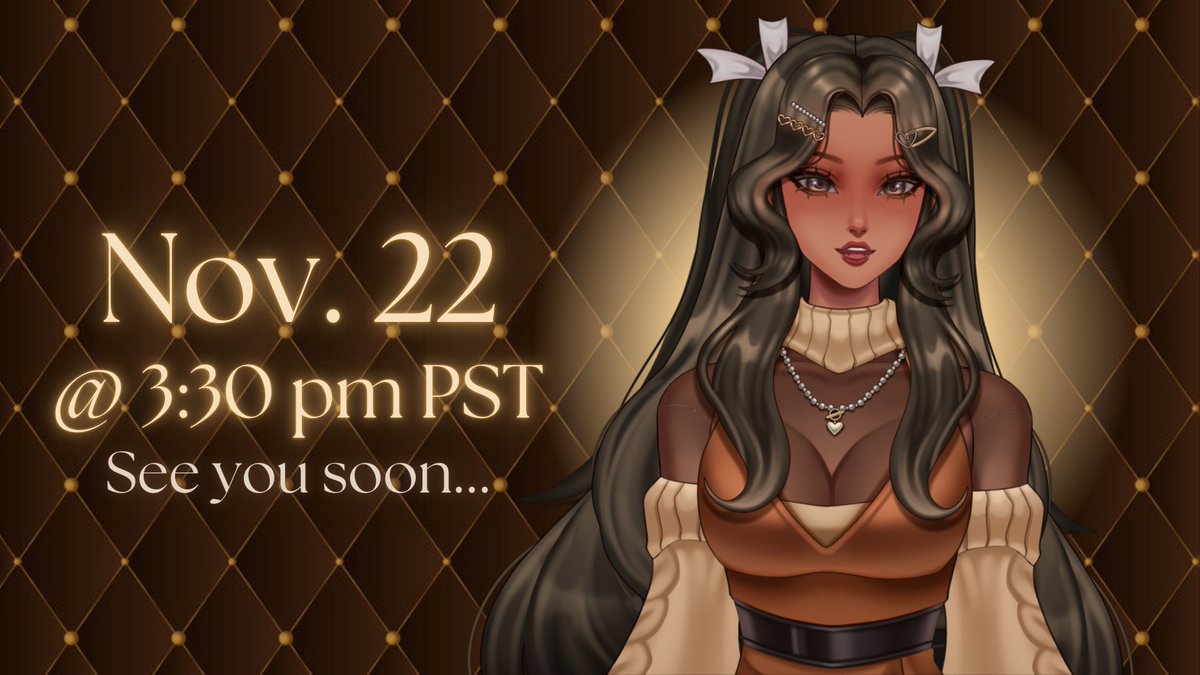 𓂃 OFFICIAL DEBUT DATE .ᐟ 
--- 
I promise my computer won't crash this time-

♡﹒November 22nd @ 3:30 PM PST! 
╰﹕twitch.tv/memseyy
. . . 
I hope to see you all there! I'm so excited to meet everyone! 🤎🧸
--- 
#Vtuber ﹒#VTuberEN ﹒ #VtuberDebut
