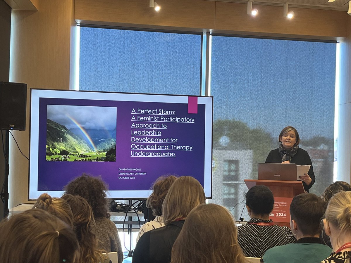 A highly relatable and important study-<a href="/HeatherBaglee/">Dr Heather Baglee</a> presents on Leadership in development in occupational therapy students using feminist participatory research. #OTEurope2024
