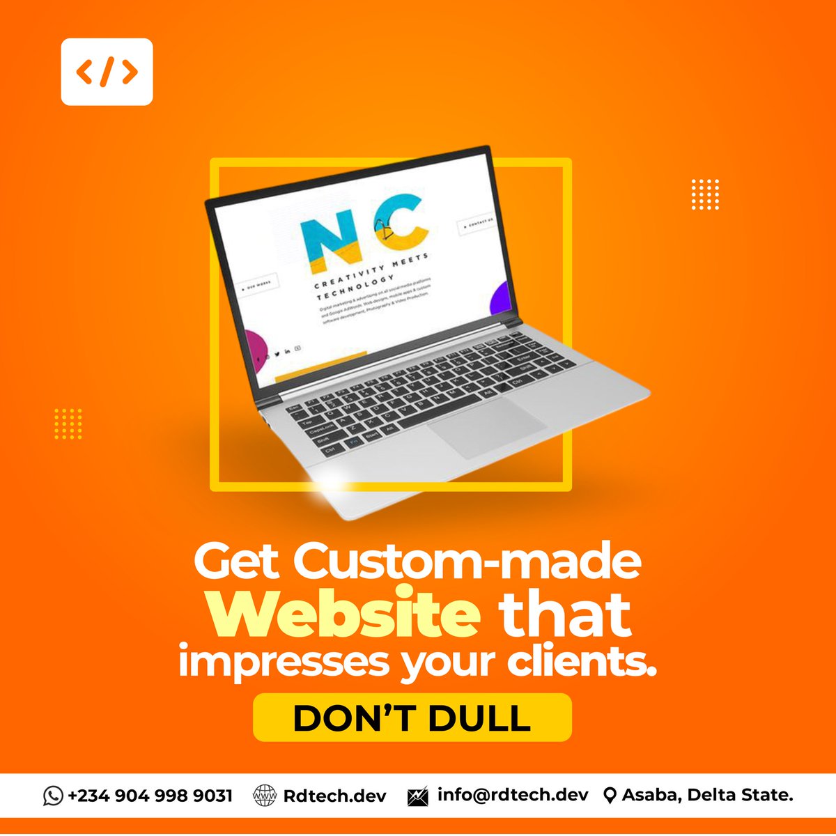 asatadotdev's tweet image. Don&apos;t dull😐
Get custom made websites that&apos;d impress your clients 
#Memefiyoutubecode #BIGMEECH #indiavsnewzealand
#jamiedimon