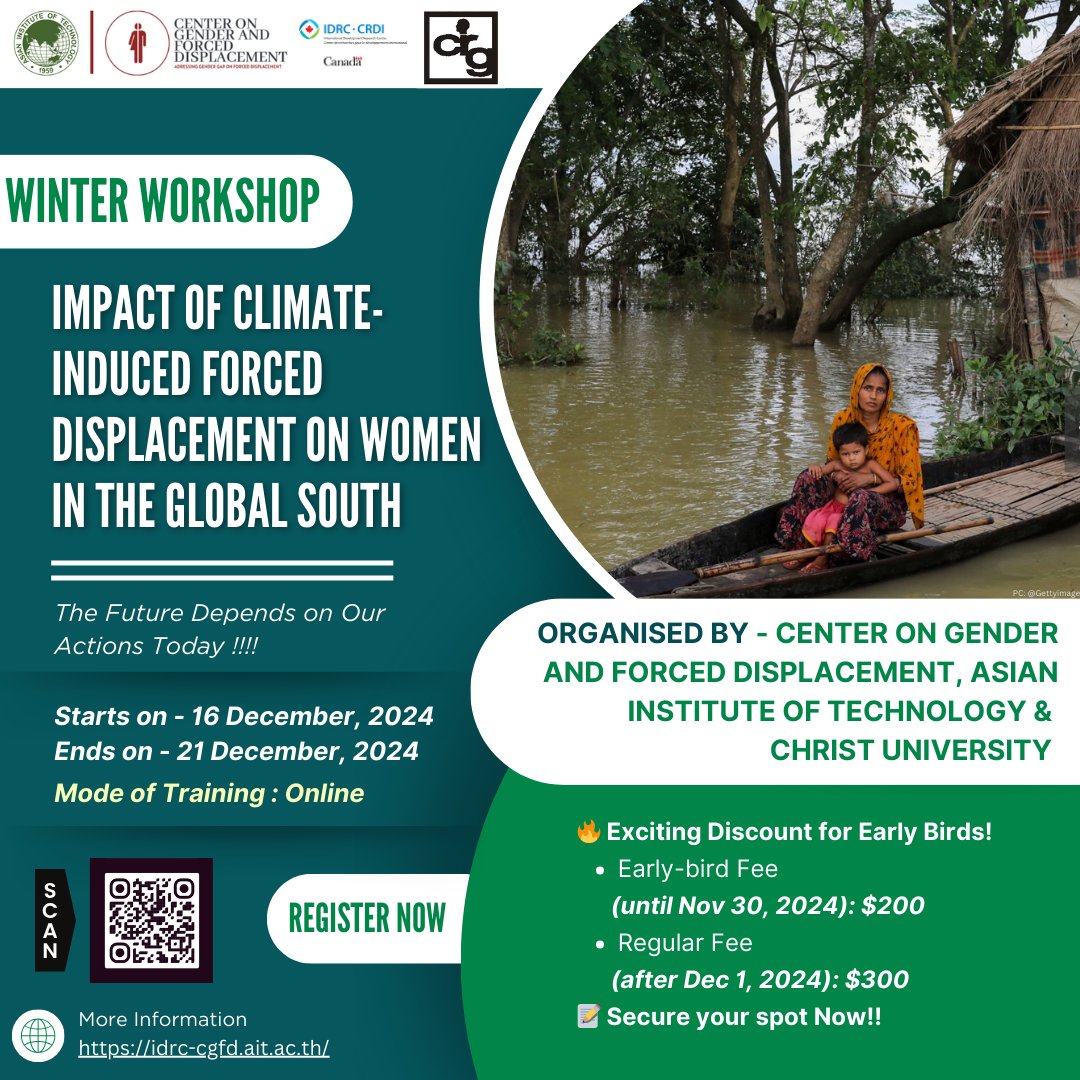 kasmita_basing's tweet photo. Call for Winter Workshop 2024 on the Impact of Climate-Induced Forced Displacement on Women in the Global South
ℹ️ Dates: December 16 - 21, 2024
Myanmar students will receive support upon acceptance. 
For more details and to apply, click here: https://t.co/jAUZ9nevlk https://t.co/FwagdqrEMp