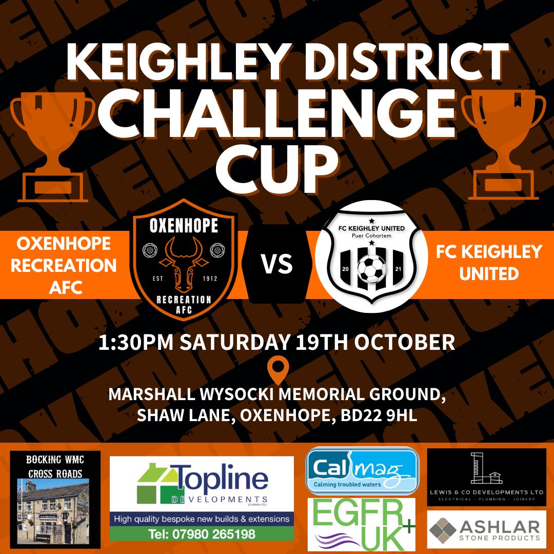 OxenhopeRecFC's tweet photo. CUP WEEKEND | This weekend sees the start of the Keighley District Cups π Weβre hoping for a great cup campaign, could we do the double againβ¦? π
Both of these games have an earlier kick off at 1:30pm, all support welcome and encouraged π β«οΈ
#UpTheOx https://t.co/xczjpcRbPk