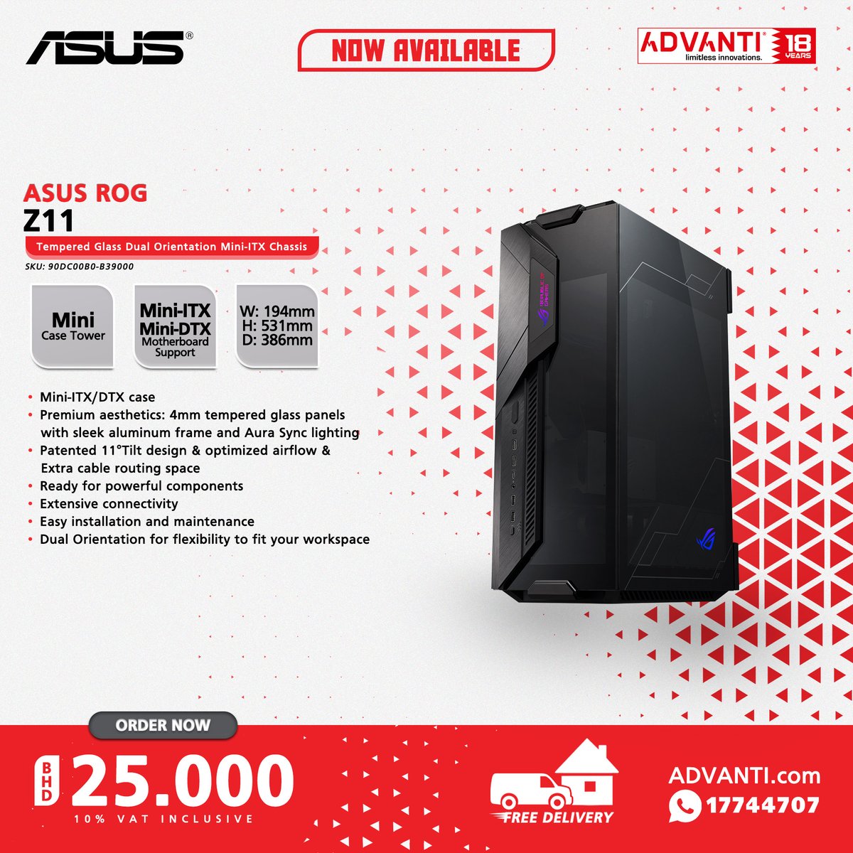ADVANTIGroup's tweet photo. ◀Swipe Left for more!
🔽NOW AVAILABLE!🔽

🔴ASUS Gaming PC Cases!🔴

📦 FREE DELIVERY! 🚚
▶10% VAT Inclusive

#ADVANTI #Asus #Gaming #PC #Cases #TechDeals #Bahrain #Manama #Saar https://t.co/9HpMezVW8N