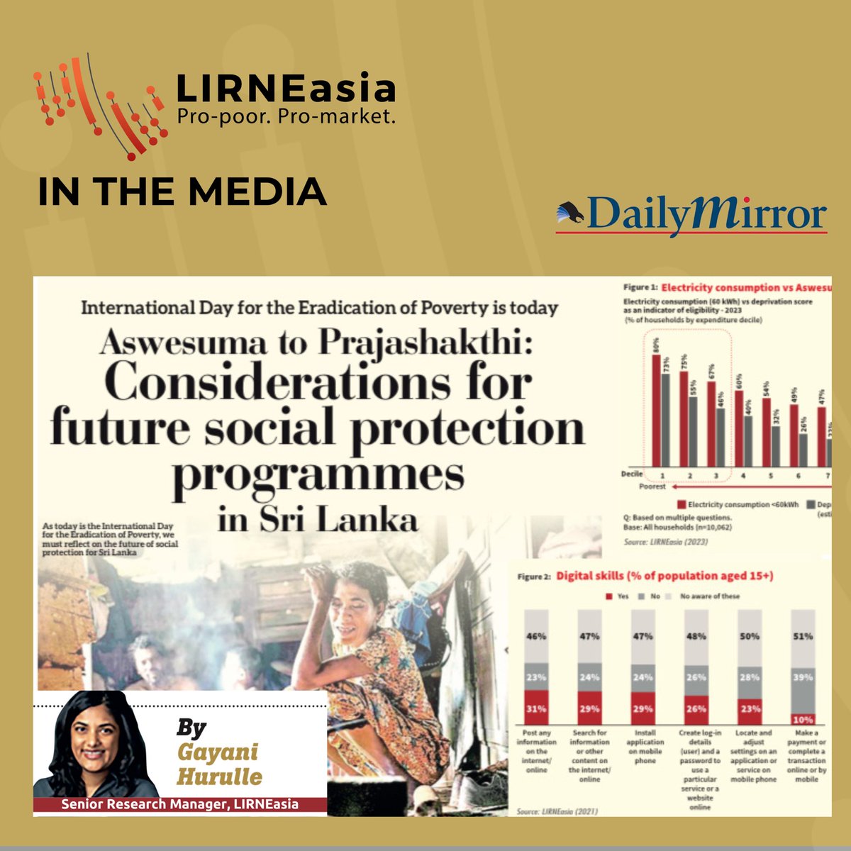 LIRNEasia (@lirneasia) on Twitter photo 𝗪𝗵𝗮𝘁’𝘀 𝗻𝗲𝘅𝘁 𝗳𝗼𝗿 𝘀𝗼𝗰𝗶𝗮𝗹 𝗽𝗿𝗼𝘁𝗲𝗰𝘁𝗶𝗼𝗻 𝗶𝗻 𝗦𝗿𝗶 𝗟𝗮𝗻𝗸𝗮? On this International Day for the Eradication of Poverty, read <a href="/gayanihurulle/">Gayani Hurulle</a>’s analysis on the shift from Aswesuma to Prajashakthi and the future of social protection in Sri Lanka, published in 𝗪𝗵𝗮𝘁’𝘀 𝗻𝗲𝘅𝘁 𝗳𝗼𝗿 𝘀𝗼𝗰𝗶𝗮𝗹 𝗽𝗿𝗼𝘁𝗲𝗰𝘁𝗶𝗼𝗻 𝗶𝗻 𝗦𝗿𝗶 𝗟𝗮𝗻𝗸𝗮? On this International Day for the Eradication of Poverty, read <a href="/gayanihurulle/">Gayani Hurulle</a>’s analysis on the shift from Aswesuma to Prajashakthi and the future of social protection in Sri Lanka, published in