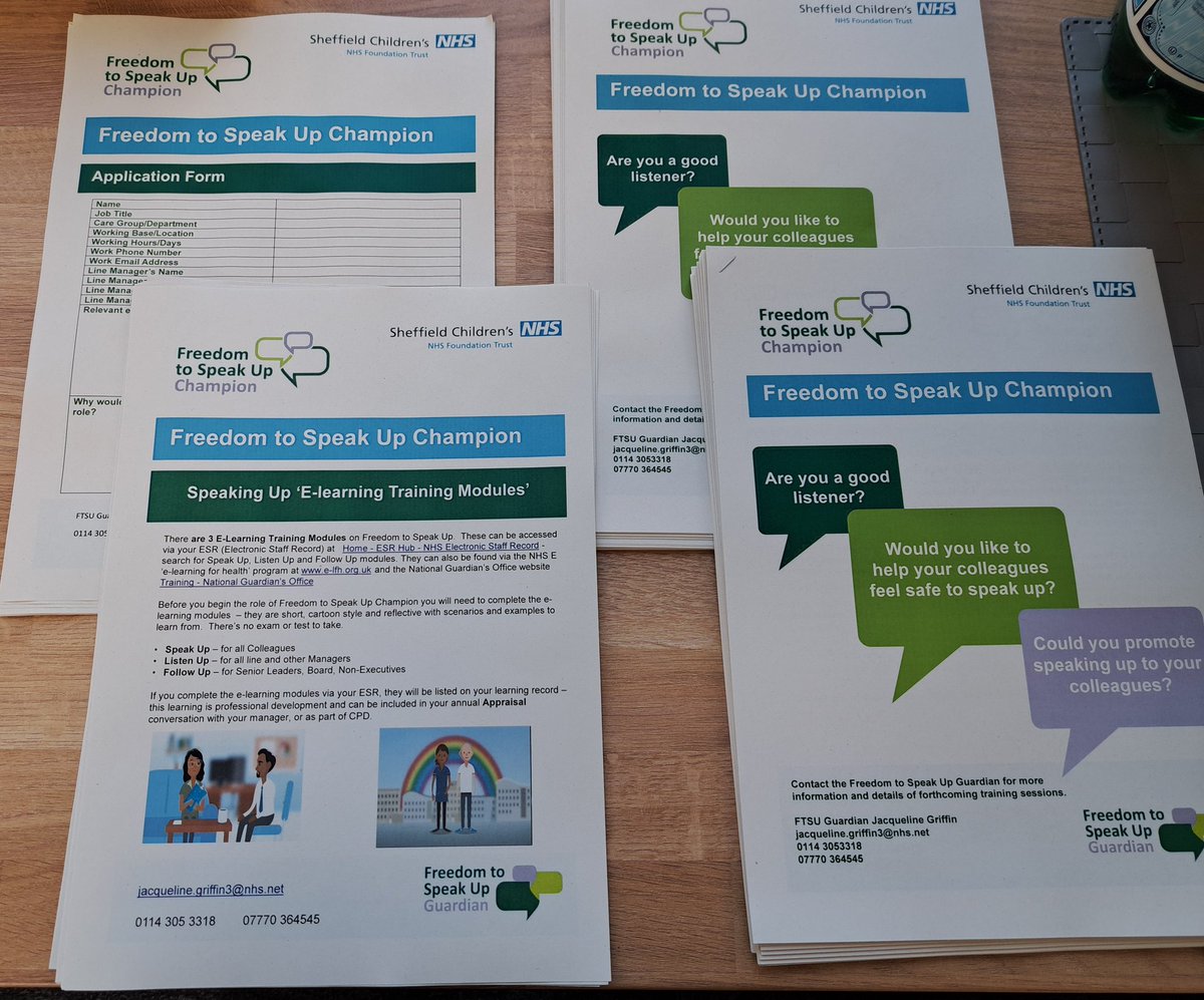 Speak Up Month 'Drop In' session now open - FTSU office, C floor, behind Ward 3. #HereToListen until 4pm <a href="/SheffChildrens/">Sheffield Children's</a> Come on in, find out more about becoming a FTSU Champion for your team/area, collect some new poster and contact cards or just say hello 🙂 <a href="/NatGuardianFTSU/">National Guardian's Office 💙</a>