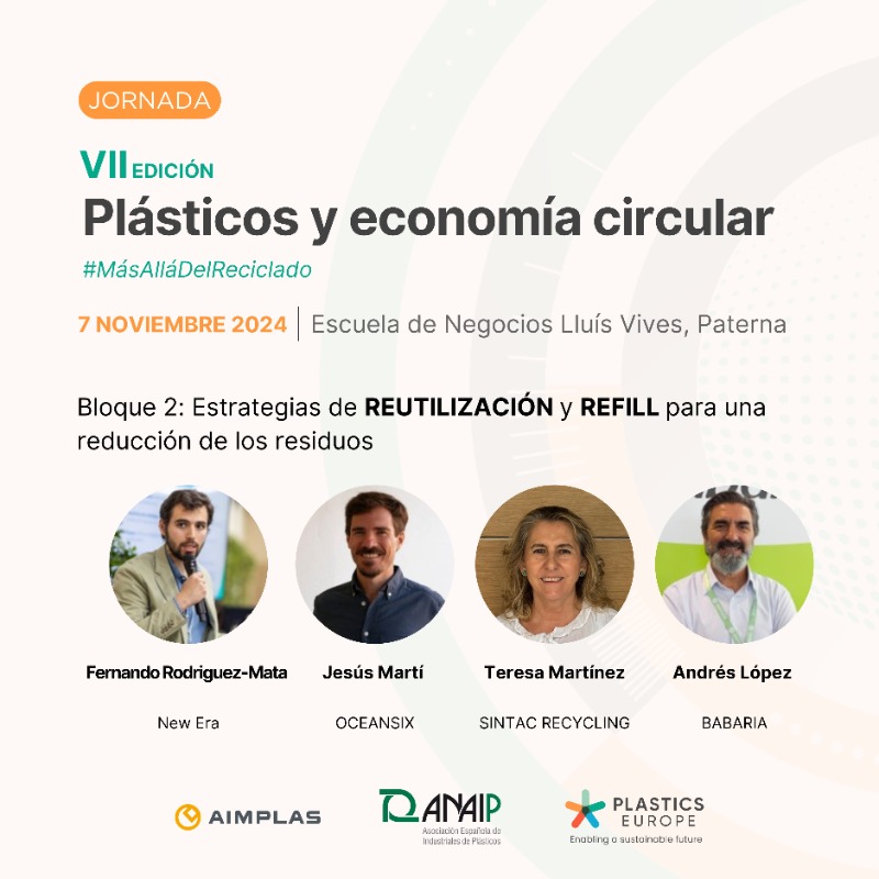 PlasticsEuropES's tweet photo. 🗣️ ¡Conoce a los ponentes de la VII Edición de Plásticos y Economía Circular! 

Hablarán sobre soluciones innovadoras y últimas tendencias en Economía Circular.  Modera el encuentro @maguadoarnaez.

Acompáñanos el 7 de noviembre junto a @aimplas y @ANAIP_es👇 #MásAlláDelReciclado
