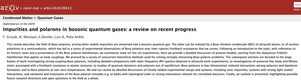 luissoyyo's tweet photo. Impurities and polarons are ubiquitous in various branches of physics, from ultracold quantum gases to nuclear physics and condensed matter. In this comprehensive review, we explore their current understanding and future directions.

https://t.co/lhjuyIVXMp https://t.co/5NPJiWscbN