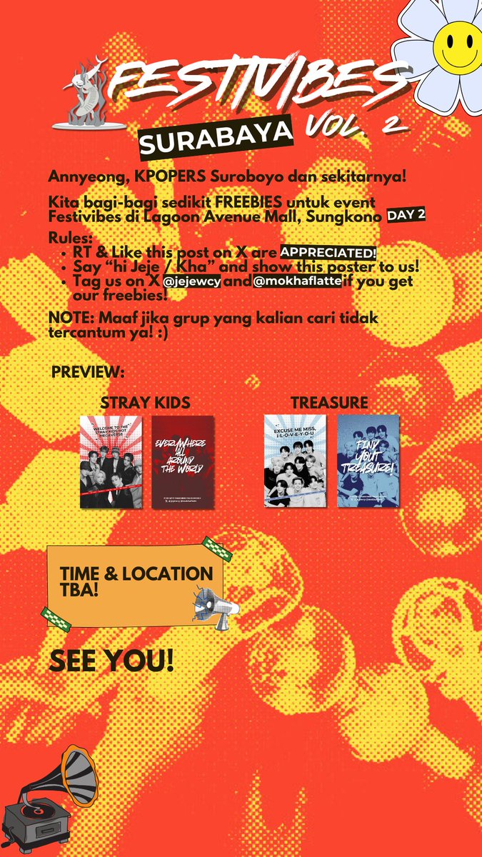 jejewcy's tweet photo. Halo guiz! aku & @mokhaflatte bagi2 pribis di event Festivibes Surabaya DAY2 🫵🏼
Pls read this post for rules, time and location! 🌼
See u there 🫶🏼
#FESTIVIBES #KVIBES #SURABAYA https://t.co/9c9KyFAJfk
