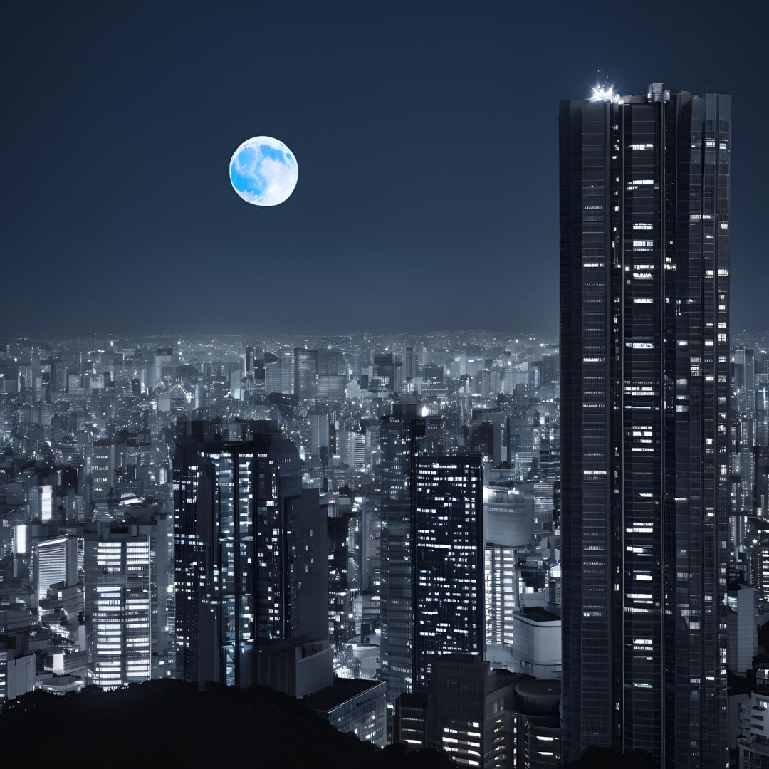 ElOso2022's tweet photo. Super Blue Moon at the One of the center of Tokyo !!!!巨大な月が 東京都心周辺のビル群をモノトーンの光で覆う神秘的な雰囲気!!! #Supermoon #aiart #満月 #TOKYONightandLight #AI画像生成 #Underthemoonlight #AIアート #tokyoviews #東京都心部 #近未来 #tokyocenter #futuristic https://t.co/kGxM9mefrD