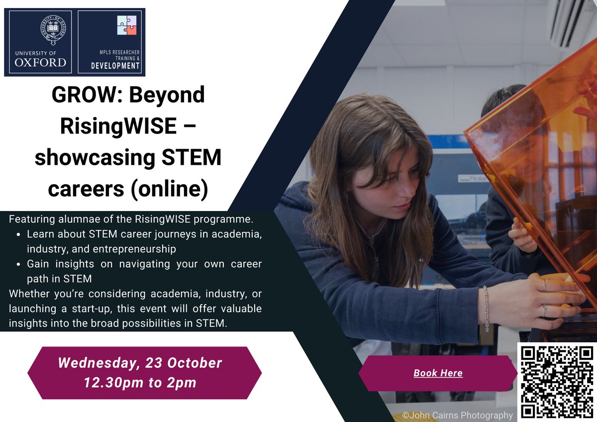 MPLSOxford (@mplsoxford) on Twitter photo Excited about your future in STEM? Join us for the Beyond RisingWISE – Showcasing STEM careers event to hear from inspiring researchers who’ve paved their way in academia, industry, and start-ups!
🔗 ow.ly/2pUm50TLwMB
📅 23 October from 12.30pm – 2pm
<a href="/EntWomenOx/">Enterprising Women Oxford</a> Excited about your future in STEM? Join us for the Beyond RisingWISE – Showcasing STEM careers event to hear from inspiring researchers who’ve paved their way in academia, industry, and start-ups!
🔗 ow.ly/2pUm50TLwMB
📅 23 October from 12.30pm – 2pm
<a href="/EntWomenOx/">Enterprising Women Oxford</a>