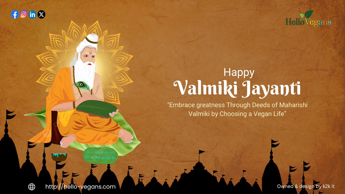 hello_vegans's tweet photo. Valmiki turned 'greed' to 'great'; our forks can rewrite the world. This Jayanti, let's author a new chapter of ahimsa on our plates...
.
.
#valmiki #jaibheem #jaivalmiki #valmikisamaj #jatavekta #ravidassia #up #babasaheb #instagram #sanskrit #hinduism #dwarkadhish #hellovegans https://t.co/jHc29FakwS