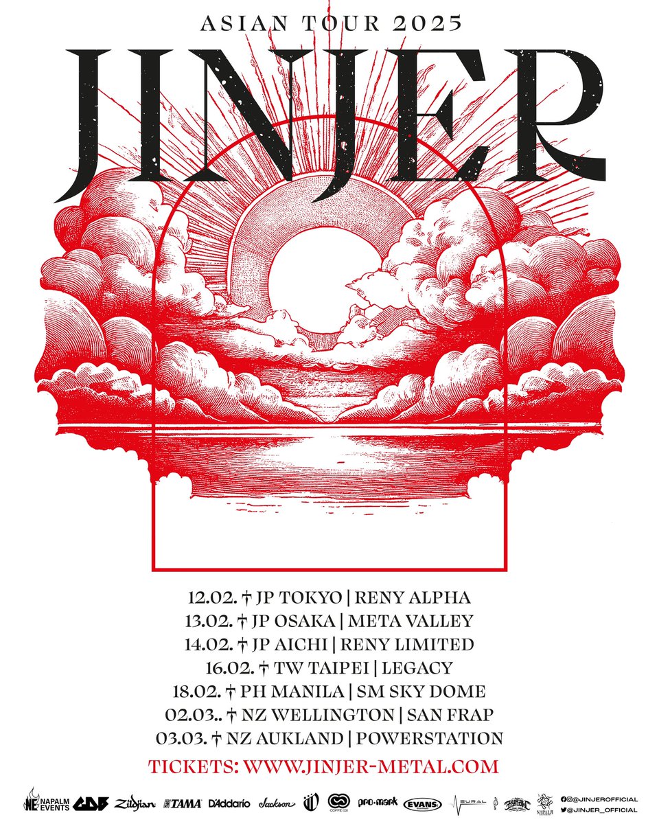 jinjerofficial's tweet photo. We are very excited to announce that we will tour Asia in early 2025! We will return to Japan and The Philippines! AND we’ll make our live debut in Taiwan and New Zealand!! https://t.co/QkD7ZTfEZh